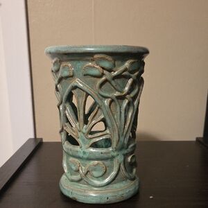 Artisan Carved Ceramic Vase